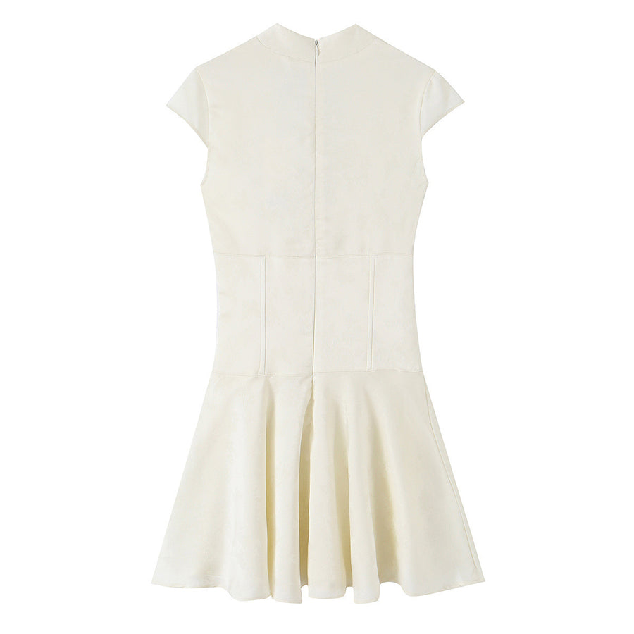 Womens Summer Jacquard Silk-Satin Mini Dress for Elegance