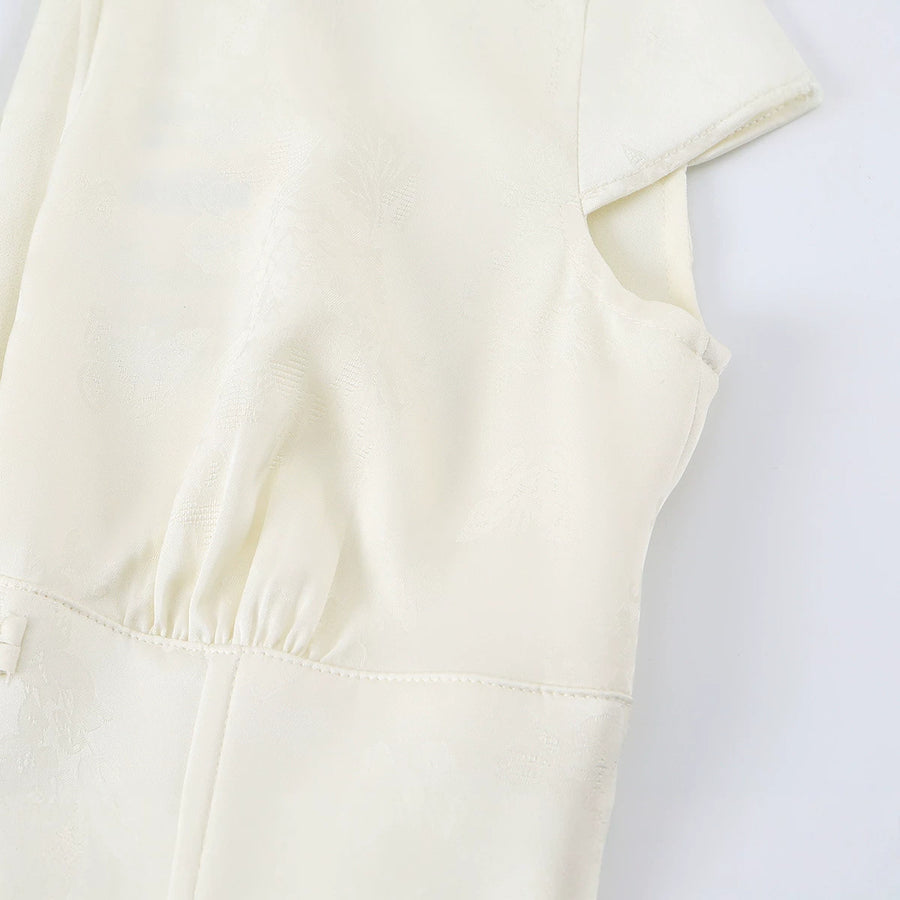 Womens Summer Jacquard Silk-Satin Mini Dress for Elegance