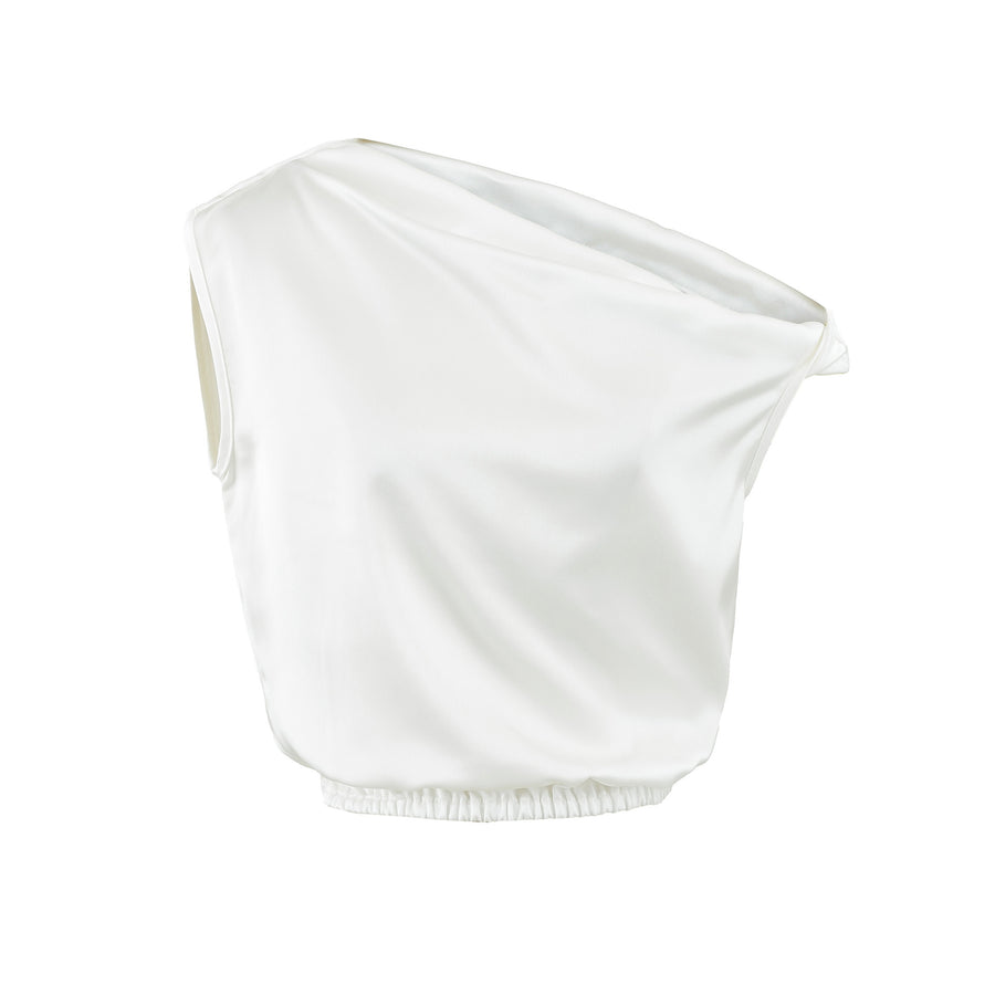 Satin Off-Shoulder Tank Top for Women - Knot-Neckline Style