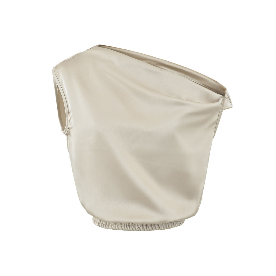 Satin Off-Shoulder Tank Top for Women - Knot-Neckline Style