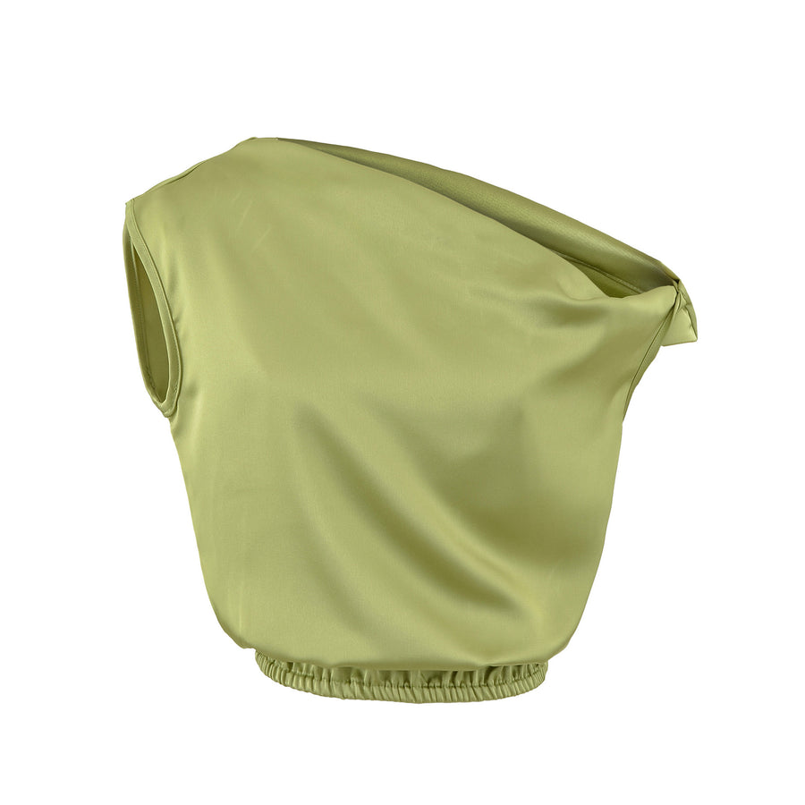 Satin Off-Shoulder Tank Top for Women - Knot-Neckline Style