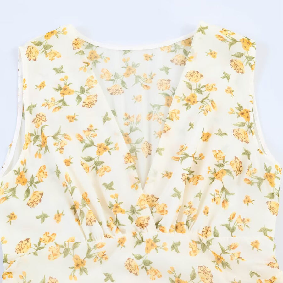 Womens Summer Waist-Cinching Sleeveless Tiered Dress