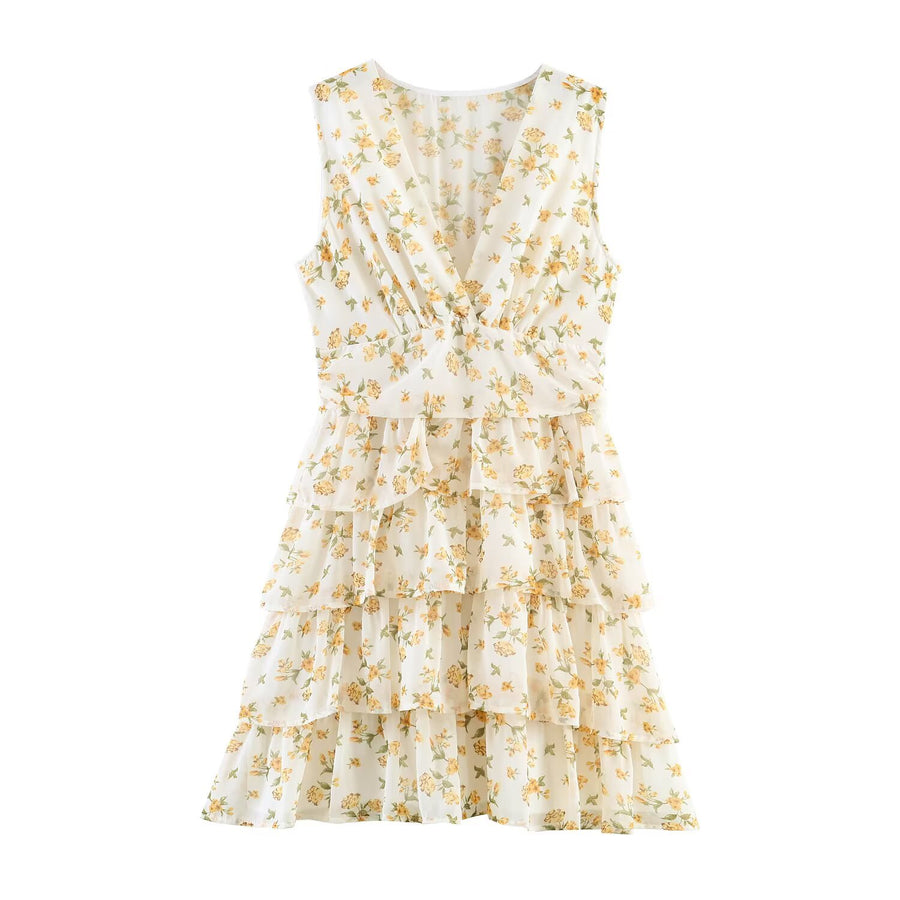Womens Summer Waist-Cinching Sleeveless Tiered Dress
