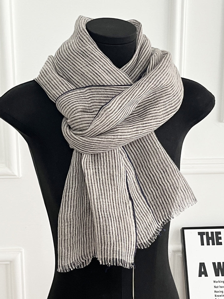 Womens Linen Striped Long Scarf Shawl for Every Occasion