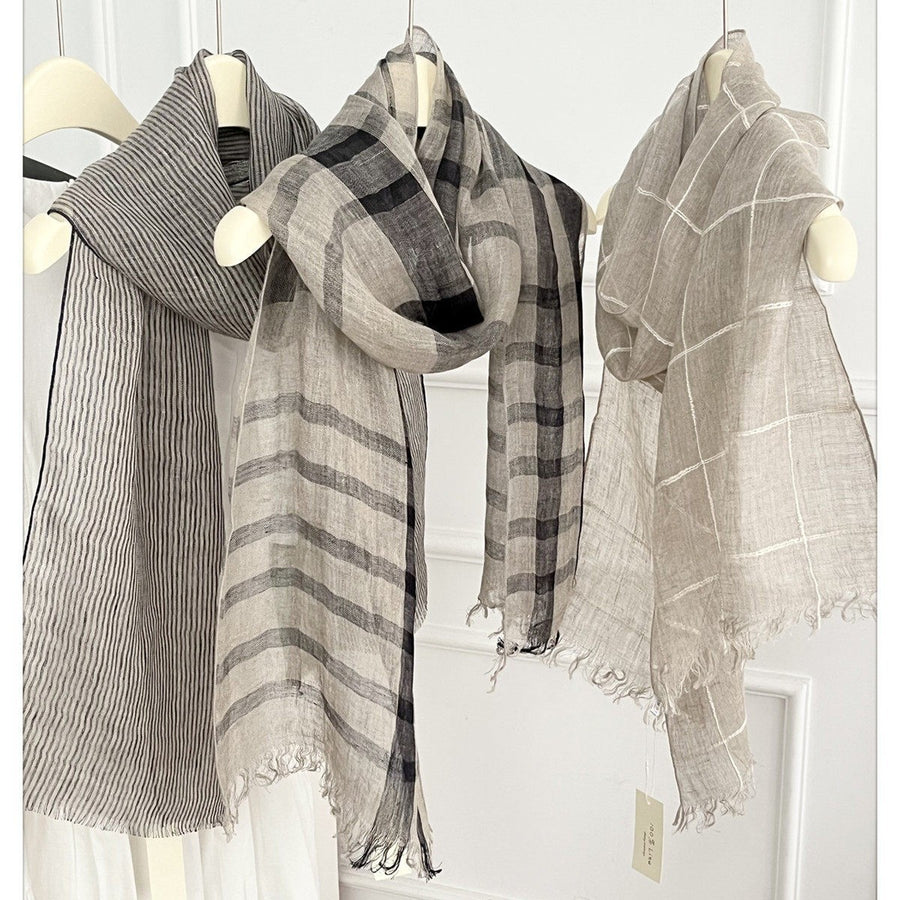 Womens Linen Striped Long Scarf Shawl for Every Occasion