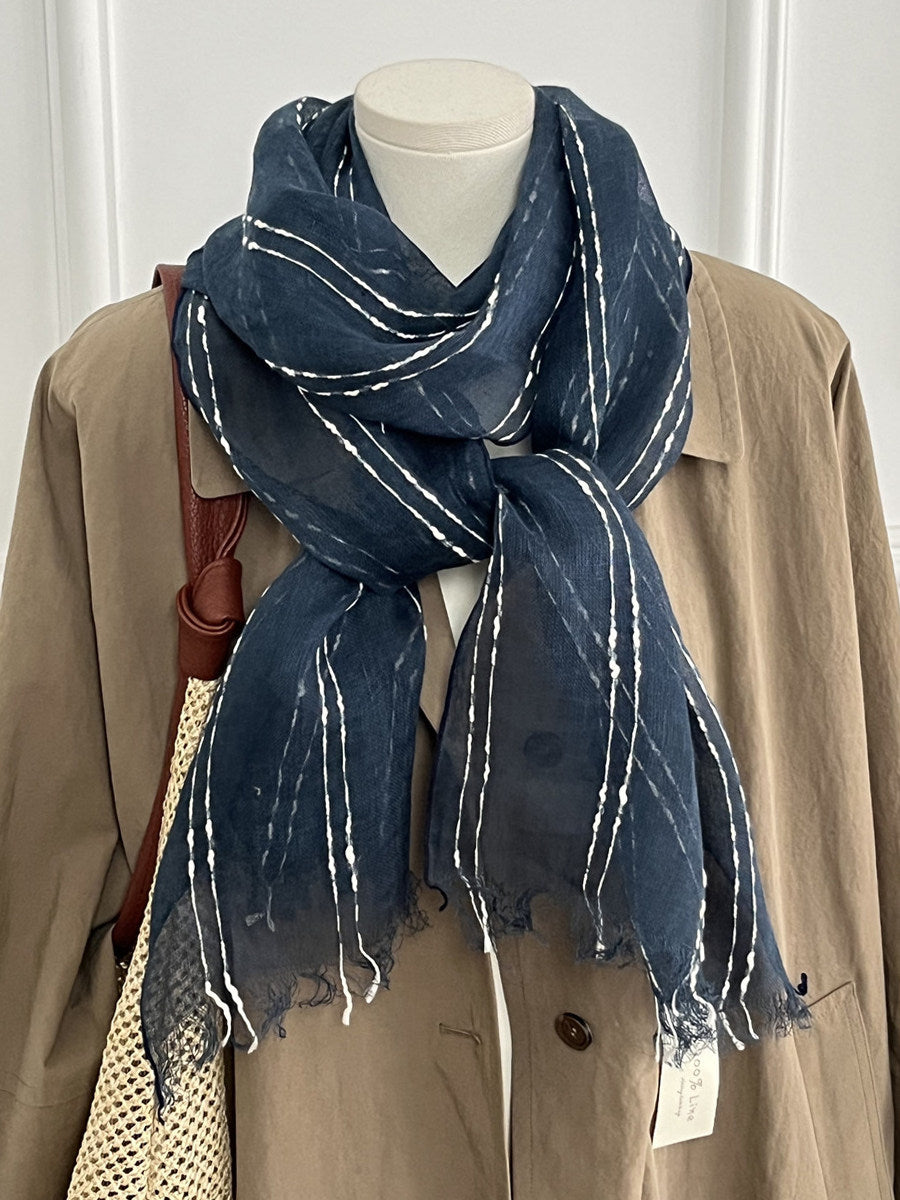 Womens Linen Striped Long Scarf Shawl for Every Occasion