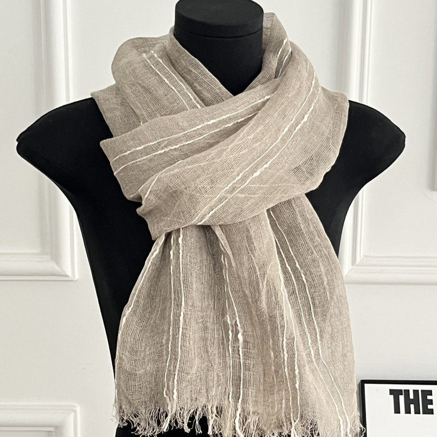 Womens Linen Striped Long Scarf Shawl for Every Occasion