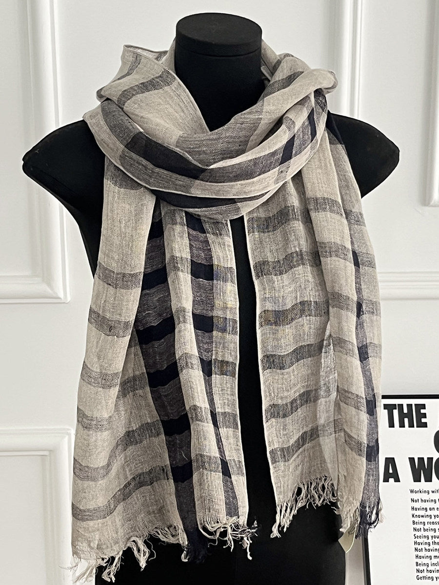 Womens Linen Striped Long Scarf Shawl for Every Occasion
