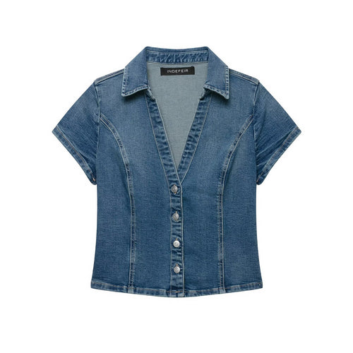 Fashionable Slim-Fit Short-Sleeve Top for Summer Style