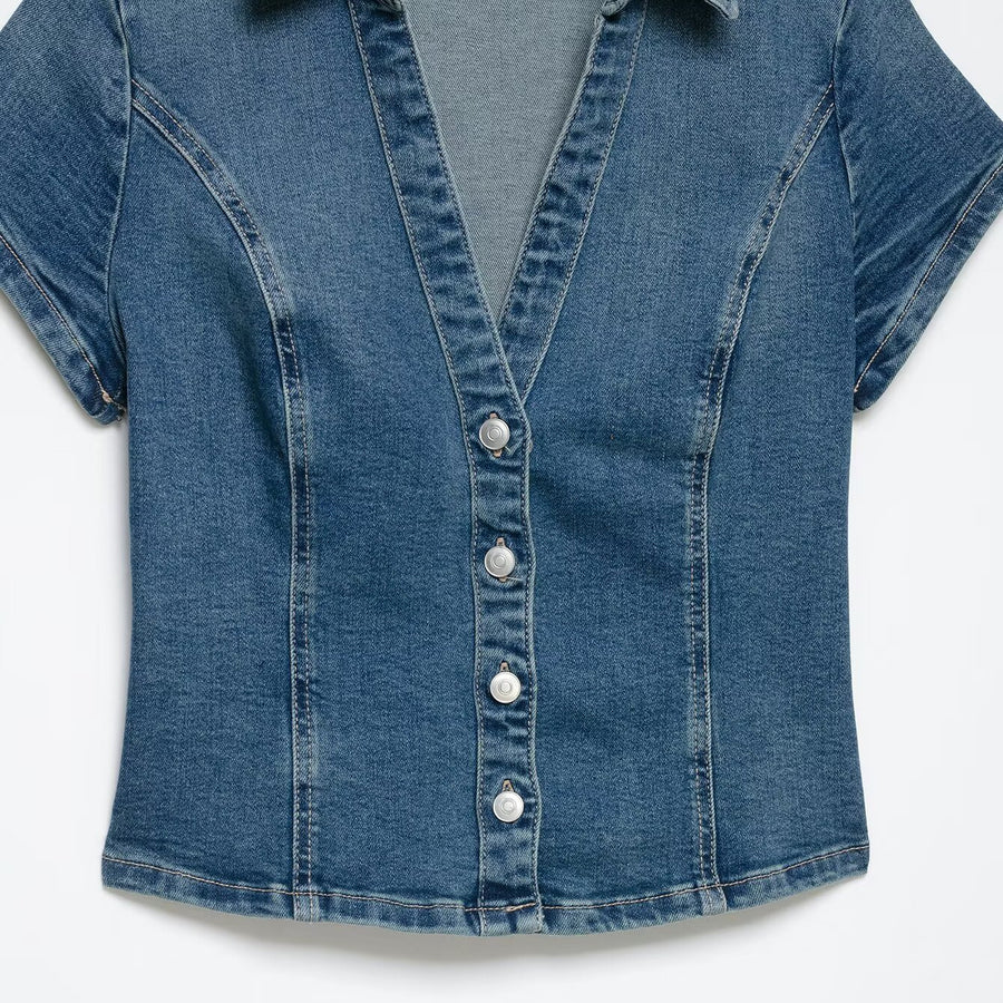Fashionable Slim-Fit Short-Sleeve Top for Summer Style