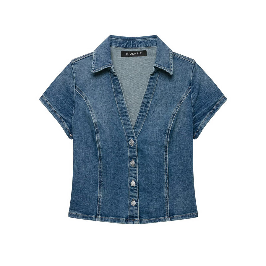 Fashionable Slim-Fit Short-Sleeve Top for Summer Style