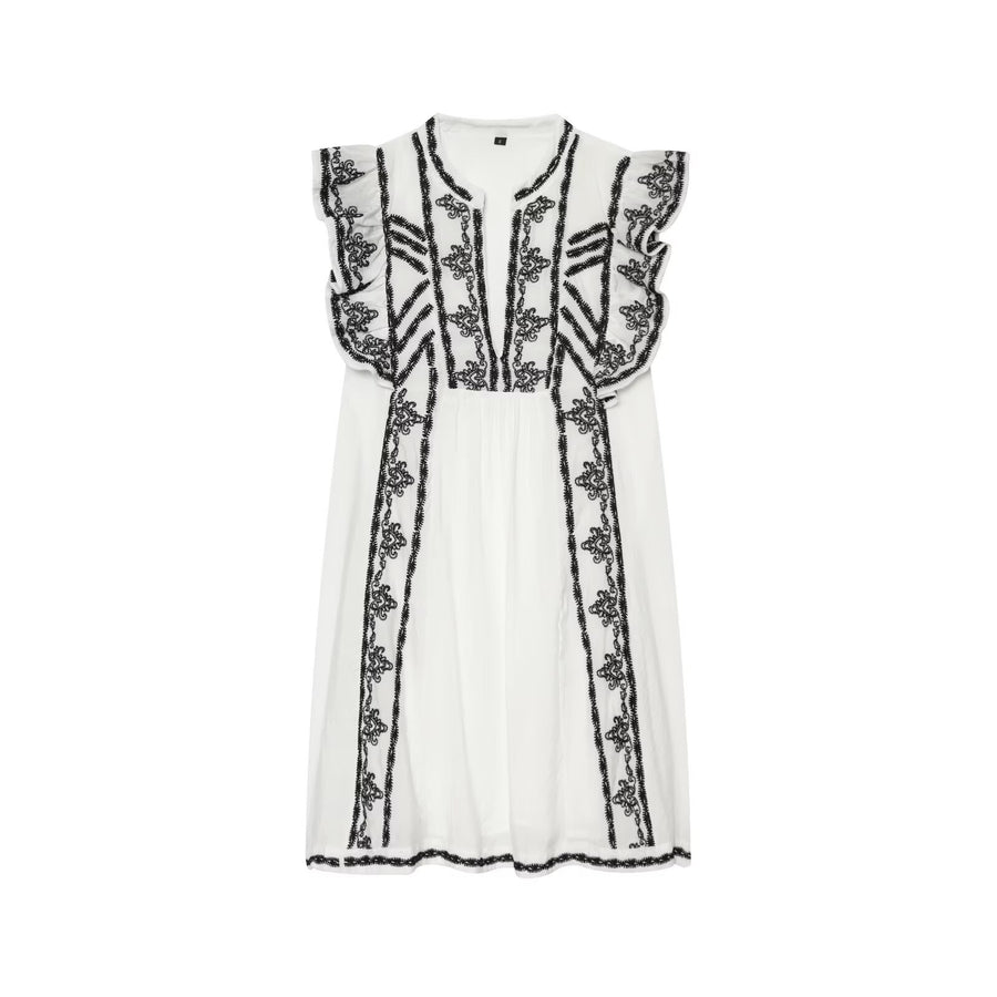 Fashionable Mid-Length Contrast-Color Deep V-Neck Party Dress