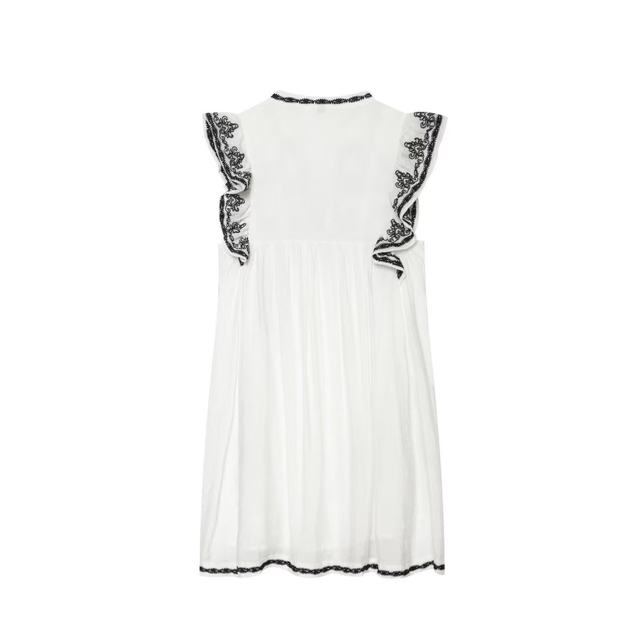 Fashionable Mid-Length Contrast-Color Deep V-Neck Party Dress