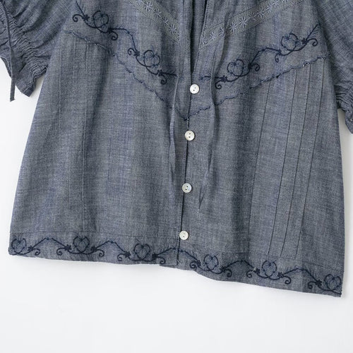 Summer New Arrival Loose-fit Short-sleeve Shirt with Ruffled Edges
