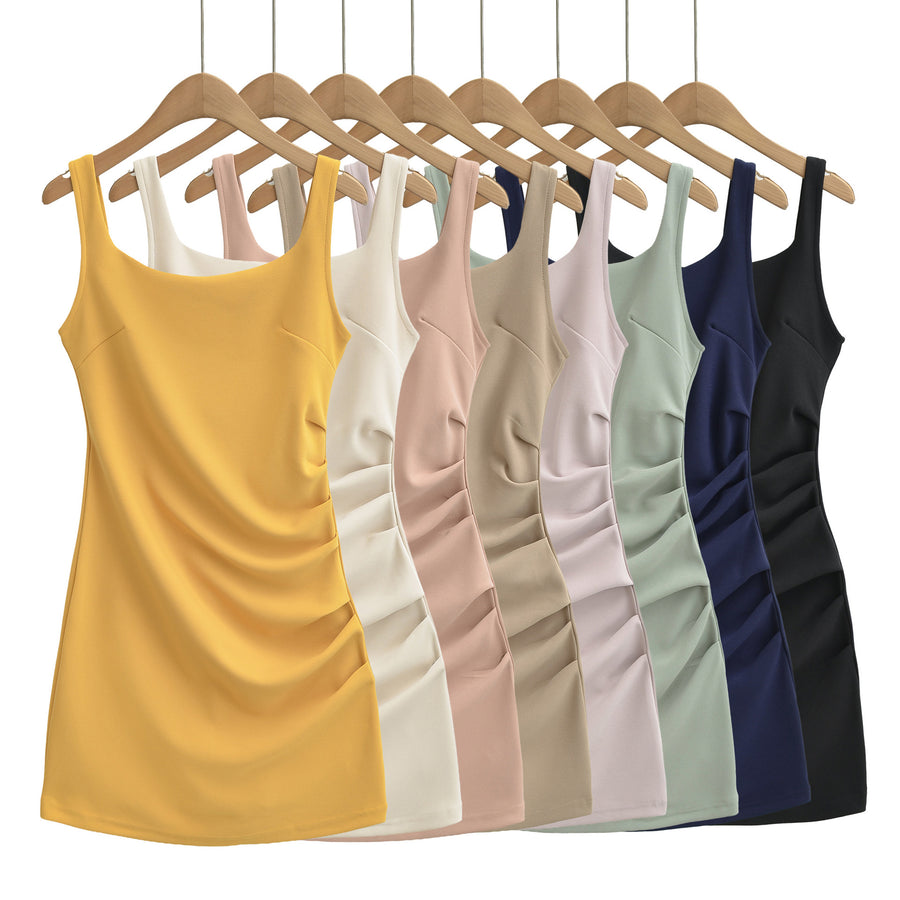 Summer Solid-color Strap Dress for Women - Figure-Flattering