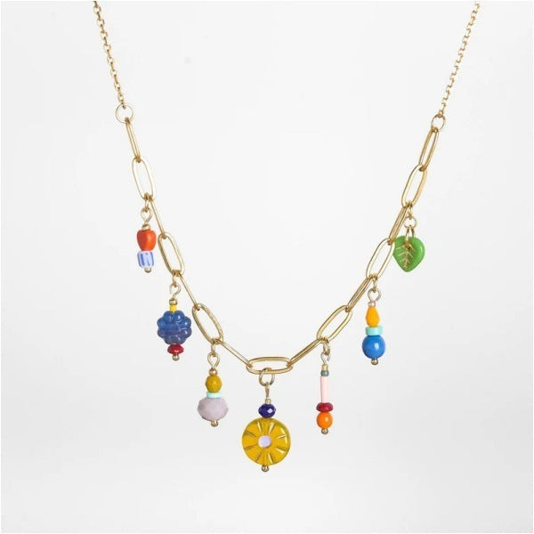 Dopamine-colored Multi-element Pendant Necklace - Fashionable Accessory