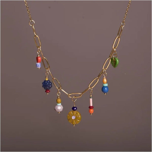 Dopamine-colored Multi-element Pendant Necklace - Fashionable Accessory