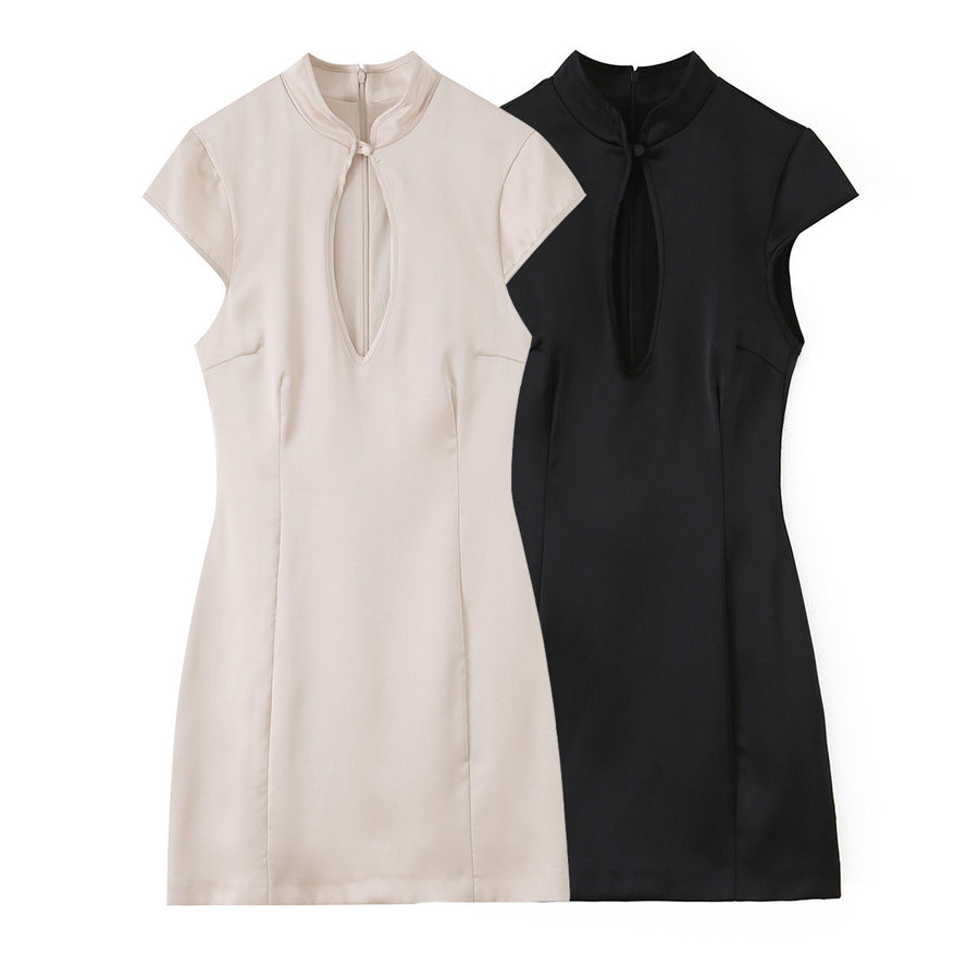 Summer New Silk-satin-feel Slit Mini Dress for Women