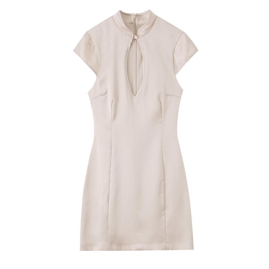 Summer New Silk-satin-feel Slit Mini Dress for Women