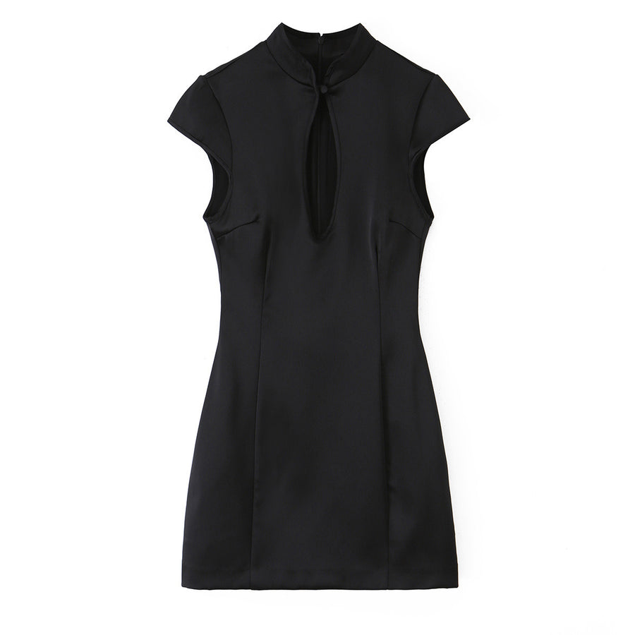 Summer New Silk-satin-feel Slit Mini Dress for Women
