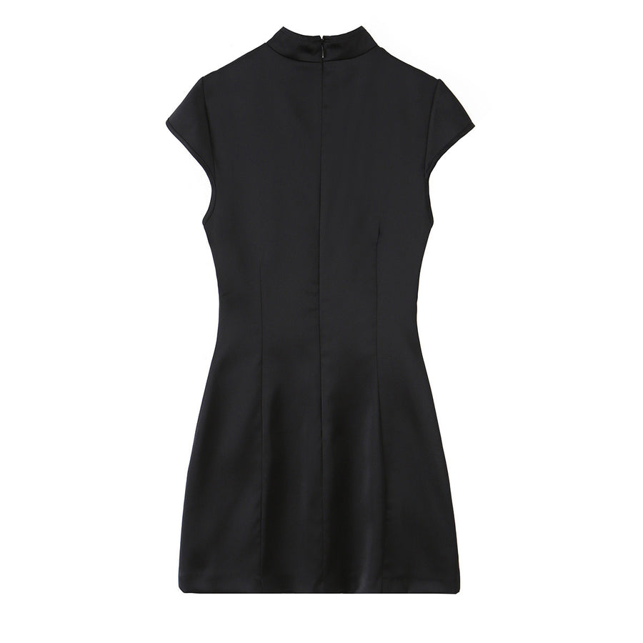 Summer New Silk-satin-feel Slit Mini Dress for Women