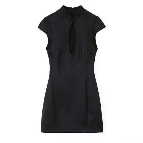 Summer New Silk-satin-feel Slit Mini Dress for Women