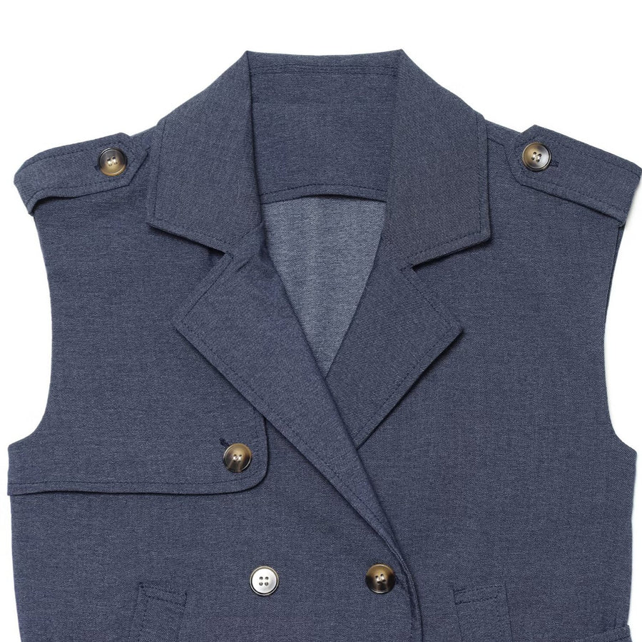 Stylish Summer Sleeveless Lapel Vest with Belt