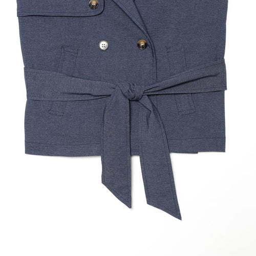 Stylish Summer Sleeveless Lapel Vest with Belt