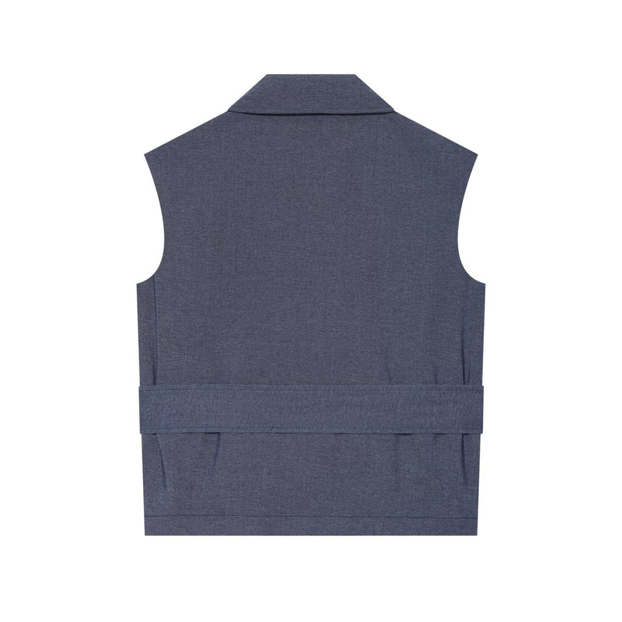 Stylish Summer Sleeveless Lapel Vest with Belt