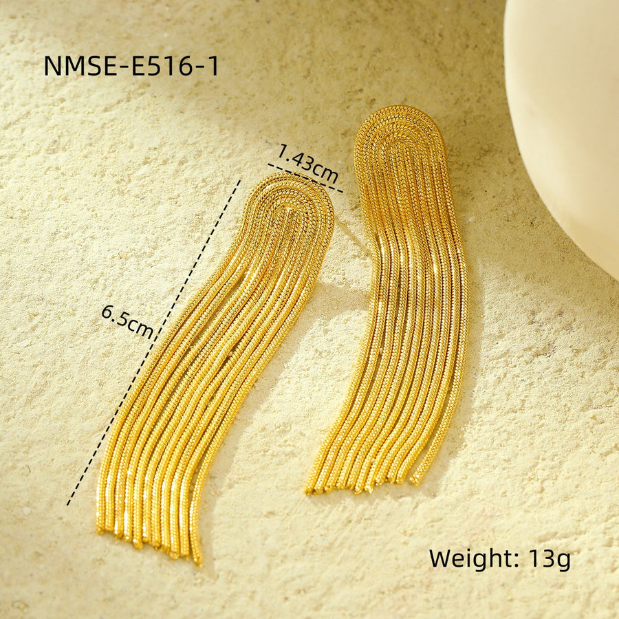 Long Stainless Steel Tassel Earrings for Stylish Elegance