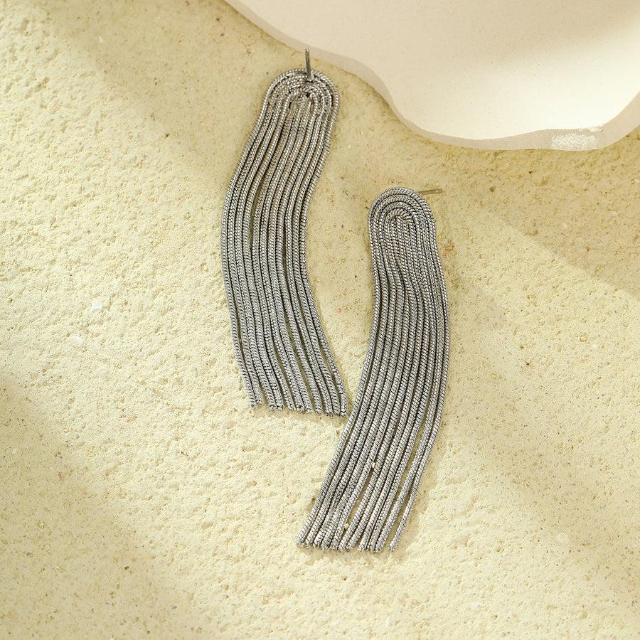 Long Stainless Steel Tassel Earrings for Stylish Elegance