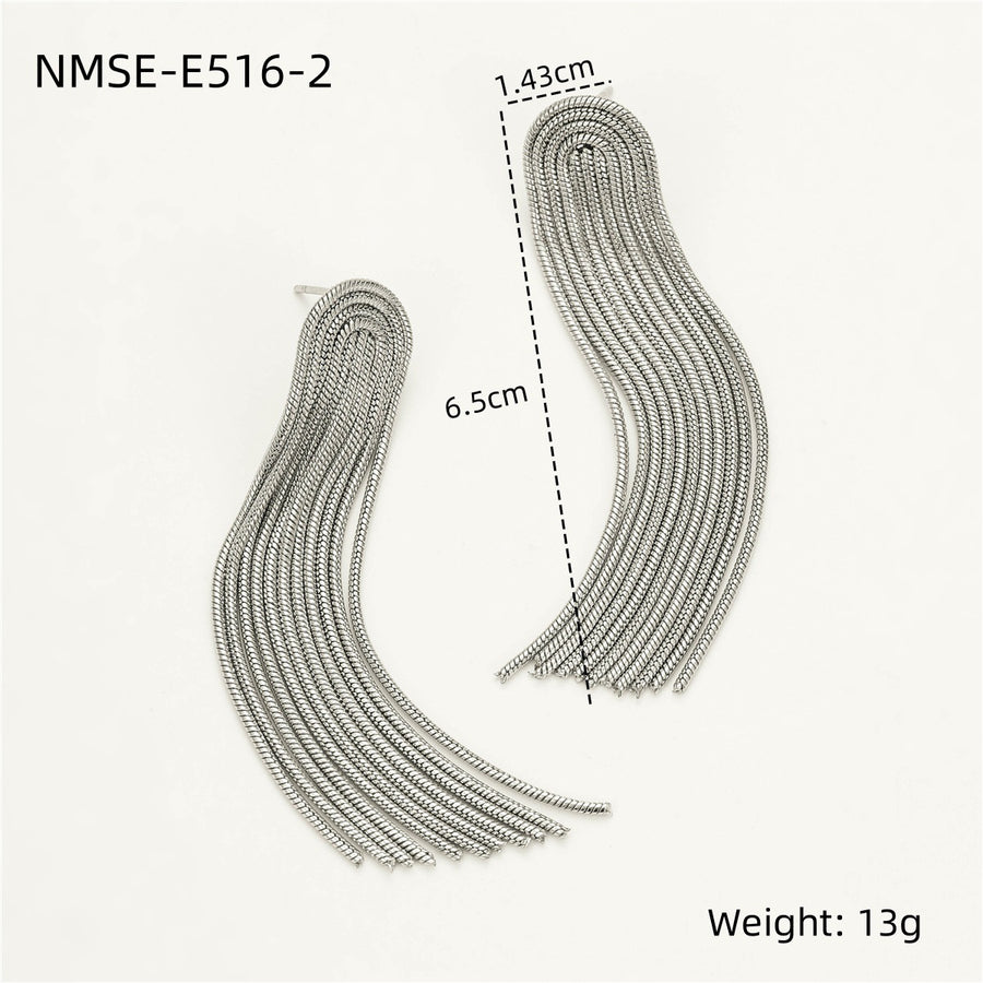 Long Stainless Steel Tassel Earrings for Stylish Elegance