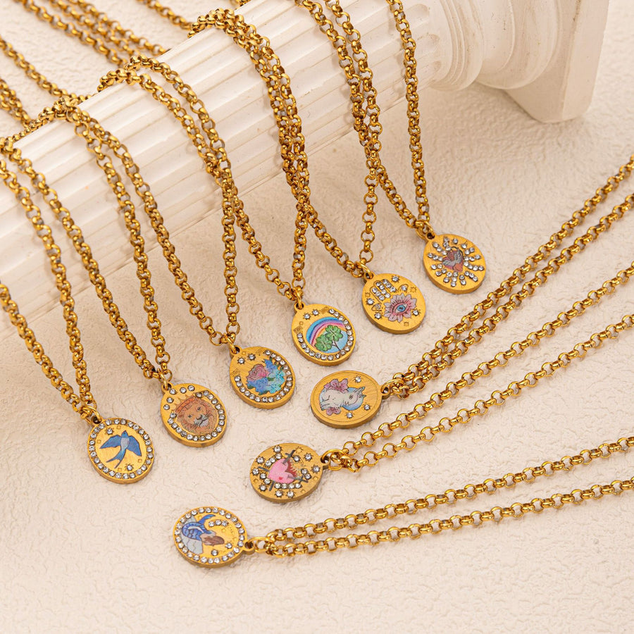 European and American Warrior Guardian Tarot Card Necklace