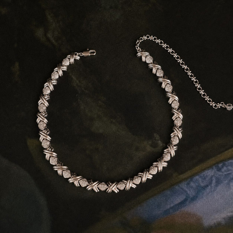 Elegant Diamond Jewelry Set: Necklace and Bracelet