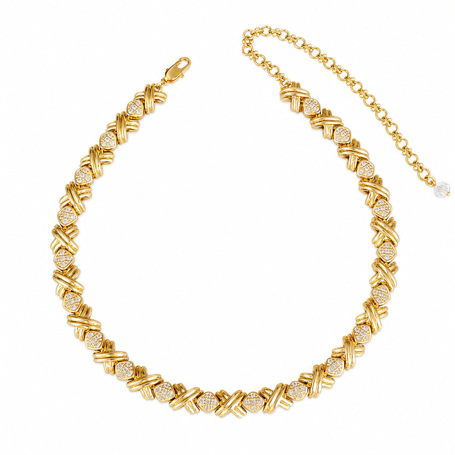 Elegant Diamond Jewelry Set: Necklace and Bracelet