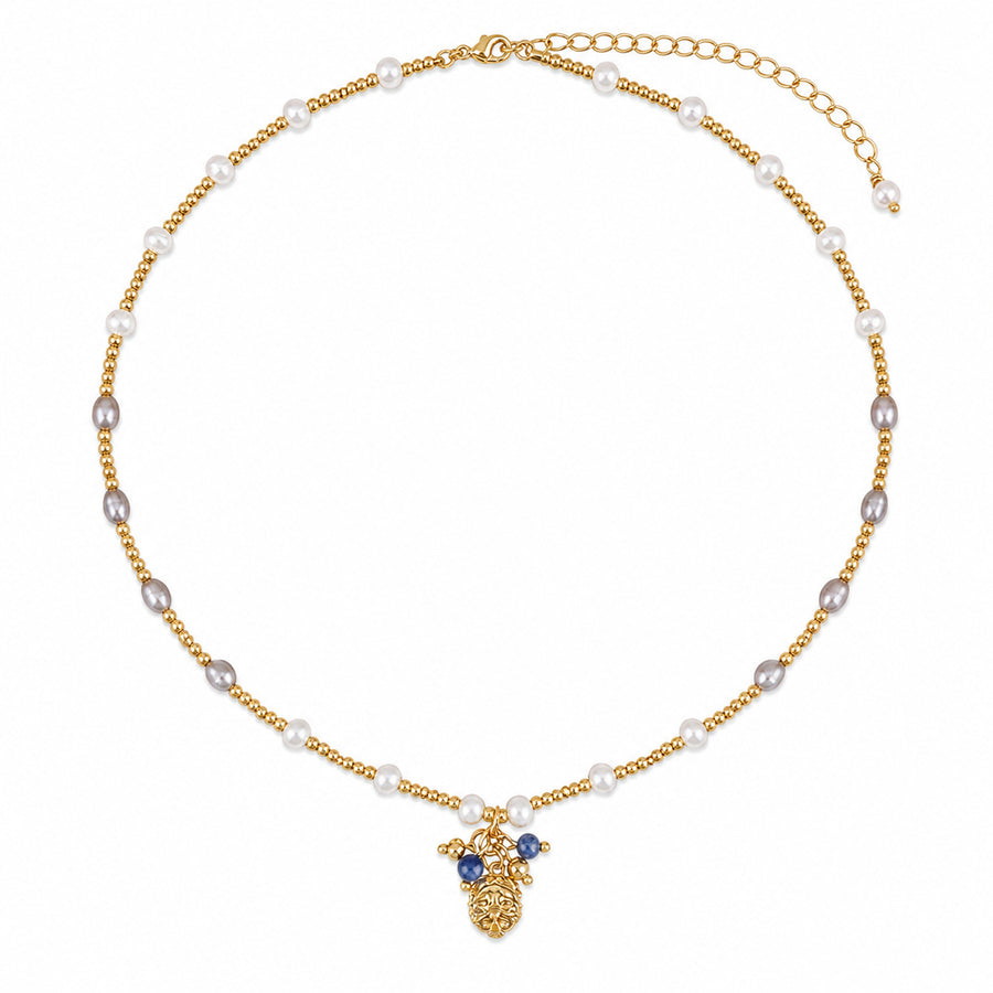 Beaded Necklace Clavicle Chain with Drop Earrings & Bracelet