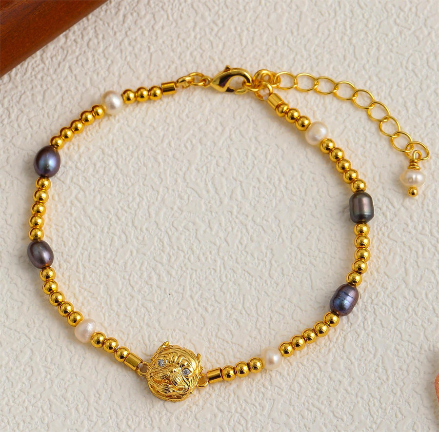 Beaded Necklace Clavicle Chain with Drop Earrings & Bracelet