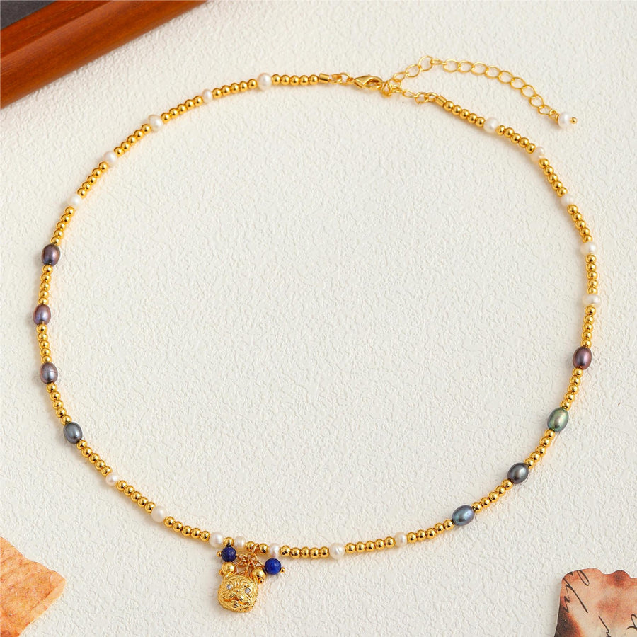 Beaded Necklace Clavicle Chain with Drop Earrings & Bracelet