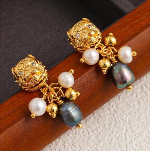 Beaded Necklace Clavicle Chain with Drop Earrings & Bracelet