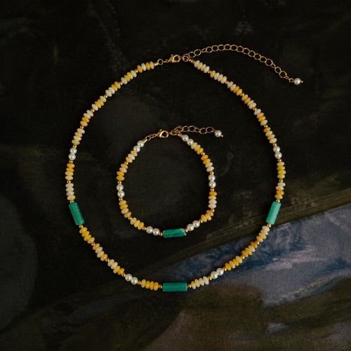 Versatile Multicolor Rice-bead Pendant Necklace & Bracelet