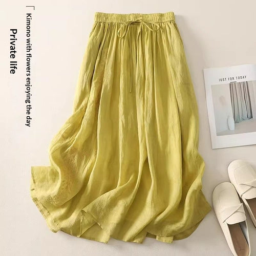 Plus-Size Midi Skirt with Embroidered Design for Women