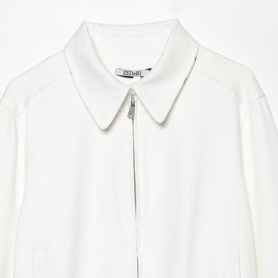 Casual Versatile Retro-chic Polka-dot Color-block Collar Jacket