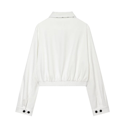 Casual Versatile Retro-chic Polka-dot Color-block Collar Jacket