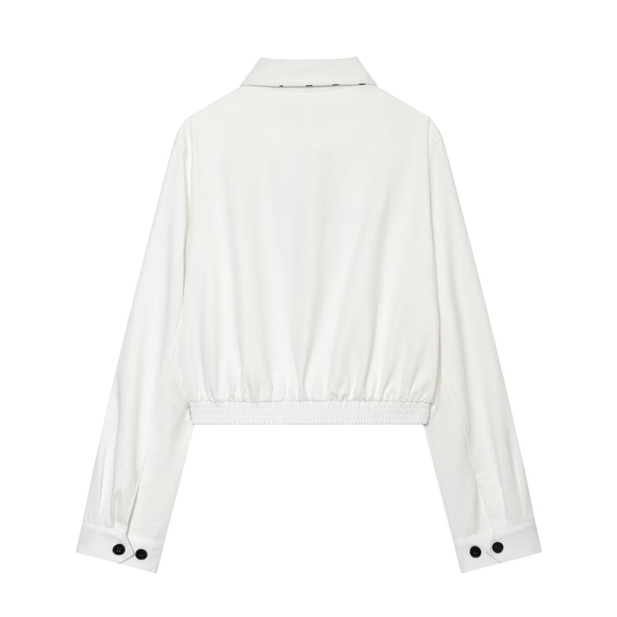 Casual Versatile Retro-chic Polka-dot Color-block Collar Jacket