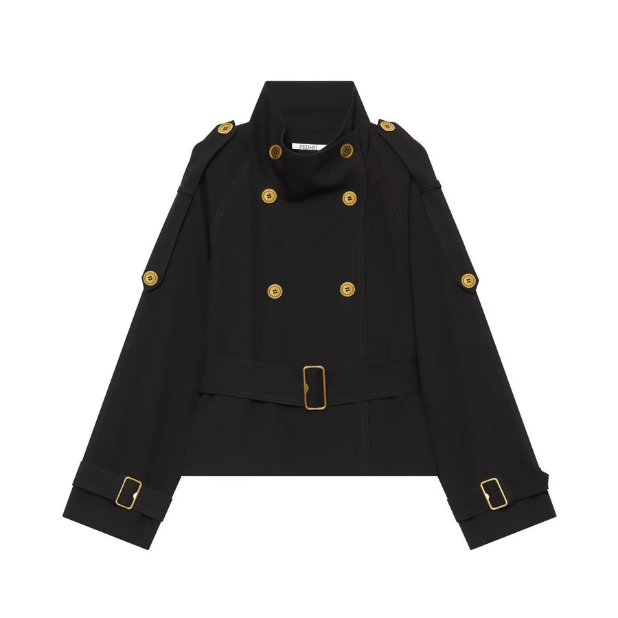 Retro Lapel Design Statement Double-breasted Jacket