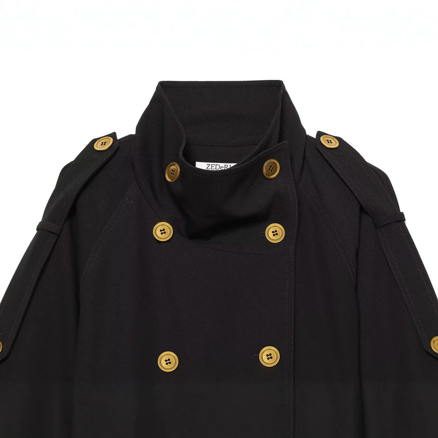 Retro Lapel Design Statement Double-breasted Jacket