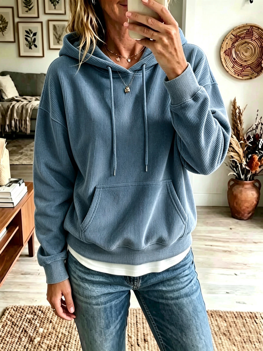 Womens AutumnWinter Casual Corduroy Hoodie - Cozy Style