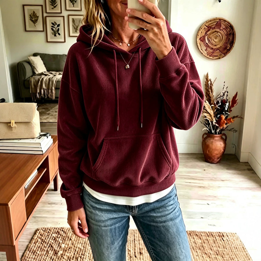 Womens AutumnWinter Casual Corduroy Hoodie - Cozy Style