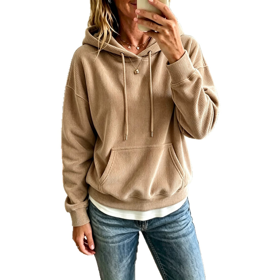 Womens AutumnWinter Casual Corduroy Hoodie - Cozy Style
