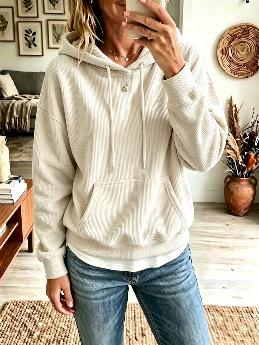 Womens AutumnWinter Casual Corduroy Hoodie - Cozy Style